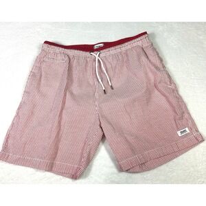 Trunks Surf & Swim‎ Co. Mens Swim Shorts Size XL Red Striped Lined Pocket